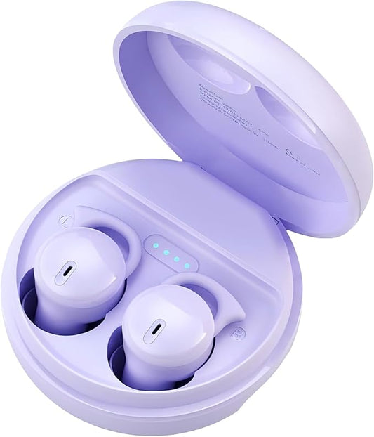 Invisible Sleep Headphones Sleep Earbuds for Side Sleepers Mini Noise Blocking Sleep Earphones Bluetooth 5.3 Wireless Earbuds for Sleeping Working Purple