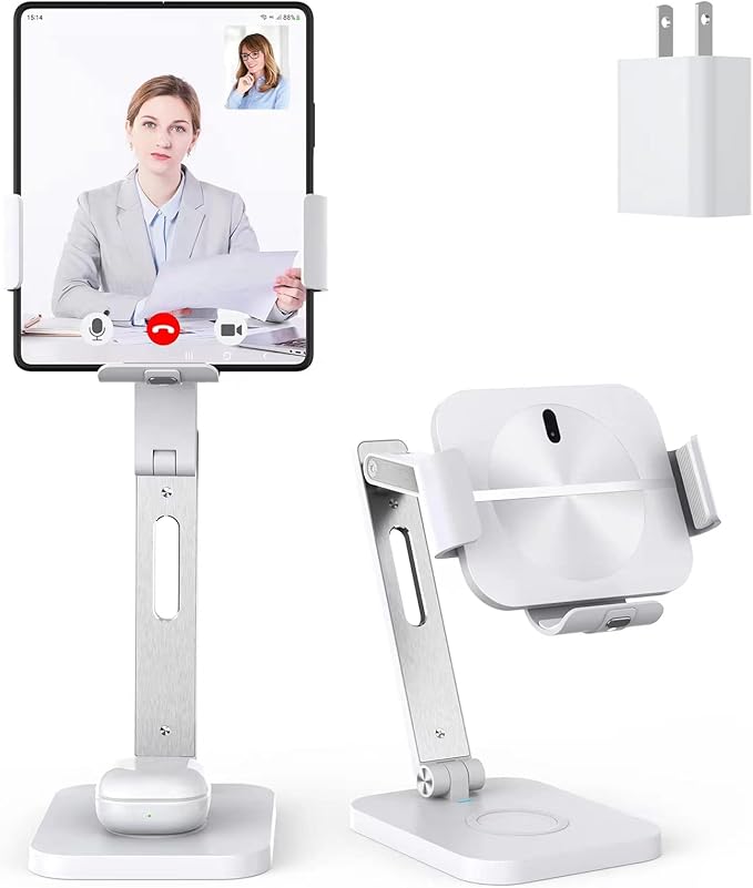 2 in 1 Charging Station for Z Fold 6/5/4/3/2 Aluminium Alloy 3 Coils Fast Wireless Charger Stand for Samsung Galaxy Buds Pro/Buds Live (with 20W Adapter)