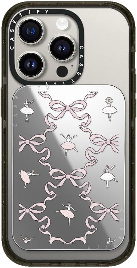 CASETiFY Snappy Card Holder Stand Compatible with Magsafe - Ballerina Pattern - Silver Mirror