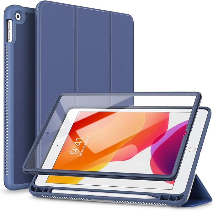 SURITCH Case for iPad 10.2 2021/2020/2019 (9th/8th/7th Generation) Shockproof Protective Smart Cover Case with Stand and Auto Sleep/Wake for iPad 10.2 Inch (Blue)