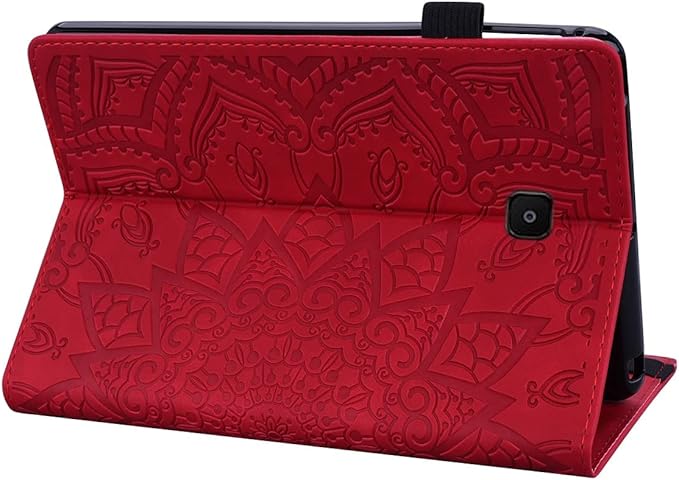 YEMENGHUA Heavy Duty Protection Compatible with Samsung Galaxy Tab A 8.0 T387 SM-T387V T387T T387A Slim Lightweight Embossed PU Leather Flip Holder Tablet PC Case Card Slot Tablet Case(Vermelho)