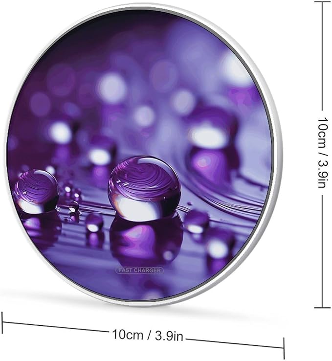Purple Drops Wireless Charger Fast Wireless Charging Pad with USB Cable 10W Anti-Slip Magnetic Wireless Charger Portable Slim Charger Puck Travel Charging Station