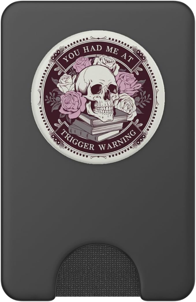 Librarian Skeleton Trigger Warning Book Reading Lover Floral PopSockets PopWallet for MagSafe