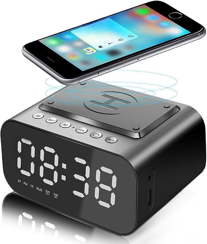 5in1 Wireless Charger Alarm Clock Bt510 Black
