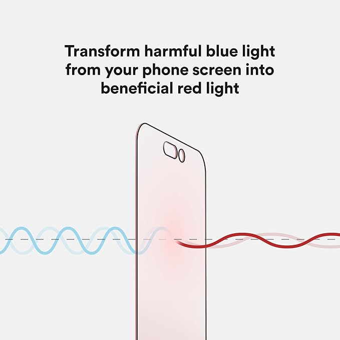 BodyGuardz Red Light Converter Screen Protector – Passive Red Light Therapy for Face - Promotes Better Sleep Healthier Skin Reduced Eye Strain – 9H Tempered Glass Easy Install (iPhone 16 Plus/15 Pl