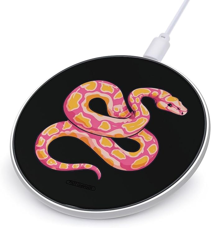 Python Snake Pinkcolor Fast Portable Charger 10W Funny Graphic Phone Charging Pad with USB Cable