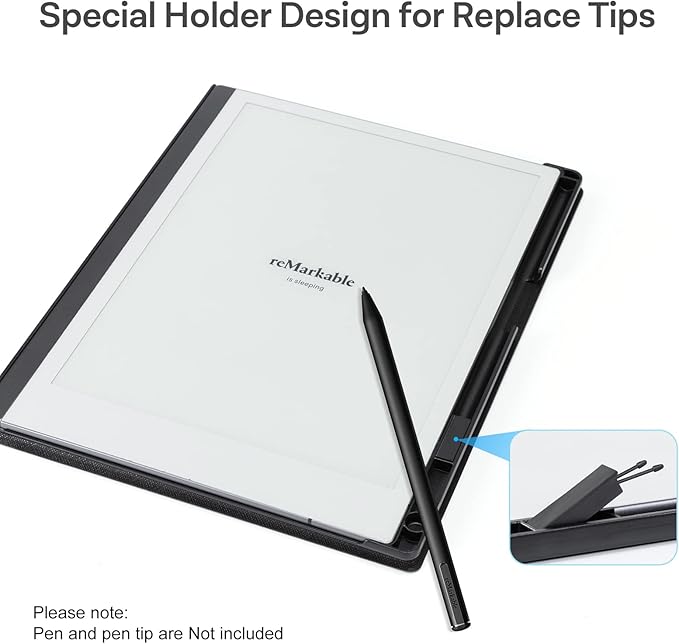 CoBak Case for Remarkable 2 Paper Tablet with Two Viewing Angles- Lightweight and Hard Back Shell Protective Book Folio Cover with Built-in Pen Holder - for 10.3 2020 Released (with Stand Black)