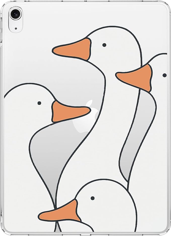 for 12.9 iPad Pro 6th/5th/4th/3rd Gen (2022/2021/2020/2018)Kawaii Duck Crystal Clear CaseSlim Lightweight Anti-Scratch Soft TPU Bumper Hard Acrylic Back Cover for Women