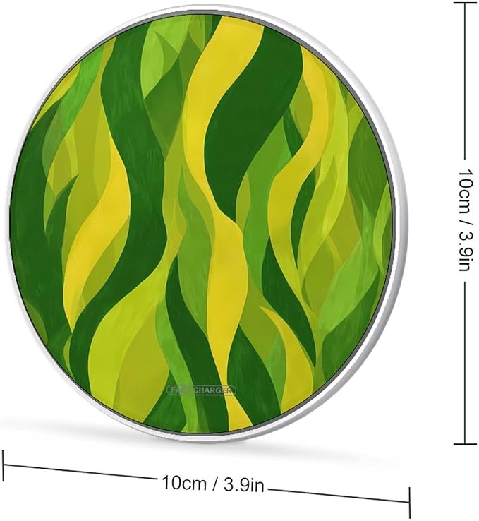 Green Lemon Yellow Wave Geometry Phone Charger Magnetic Charging Pad Anti-Slip with USB Cable
