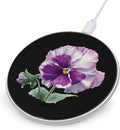 Pansy Purple White Fast Portable Charger 10W Funny Graphic Phone Charging Pad with USB Cable