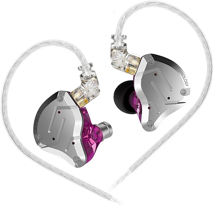 KZ ZS10 PRO in Ear Monitor Headphones 4BA+1DD 5 Hybrid Driver Gaming Earbuds Wired Earphones HiFi Clarity Sound Immersive Bass IEMs for Gaming Musician Singer Audiophile (Purple Without Microphone)