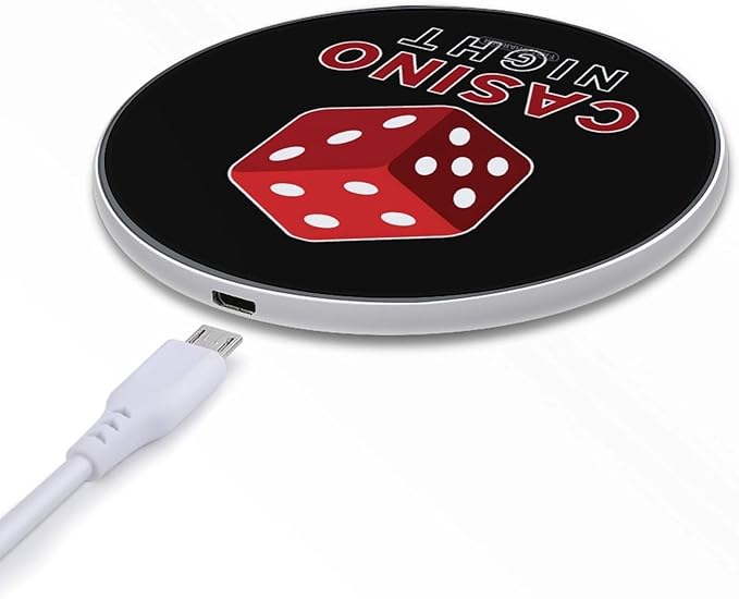 Casino Night Dice Fast Portable Charger 10W Funny Graphic Phone Charging Pad with USB Cable