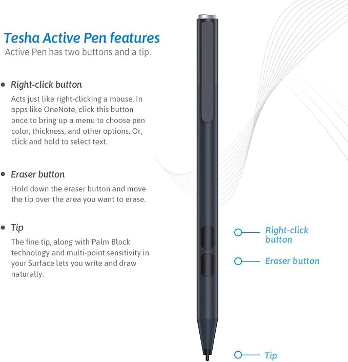 Stylus Pen for ASUS Touchscreen Devices Active Digital Pen with Ultra-Fine Tip 1024 Pressure Sensitivity Palm Rejection for Precision Drawing and Writing