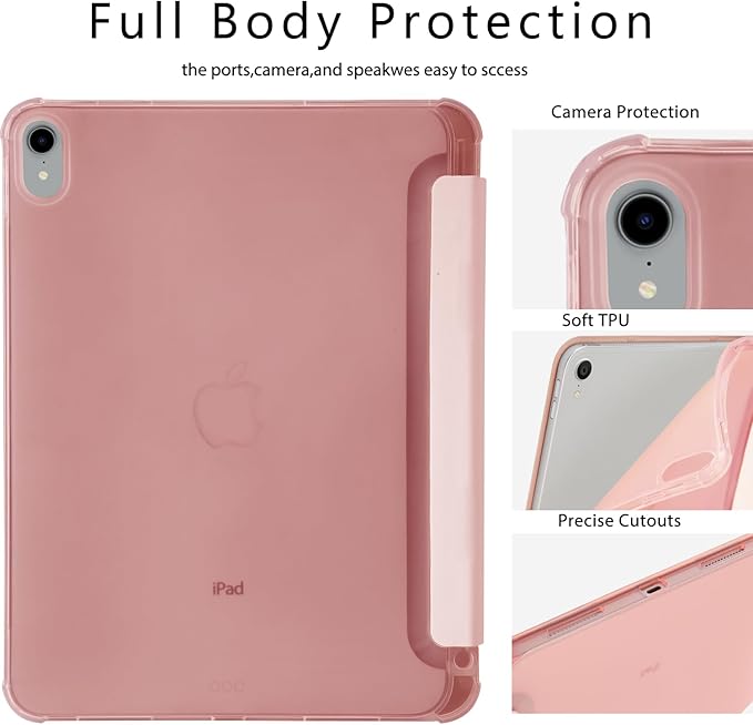 Cute Lavender Pink Rose for iPad Pro Case 13 Inch (M5 2025/ M4 20248th/7th Gen)[Pencil Holder+Auto Sleep/Wake]Slim Stand Soft Leather TPU Back Smart CoverPink