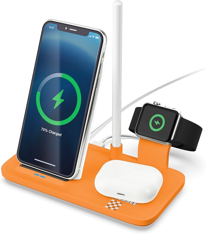 SOAR NCAA 4-in-1 Wireless Charging Docking Station: Fast Charge for iPhone Apple Watch Air Pods &amp Apple Pencil