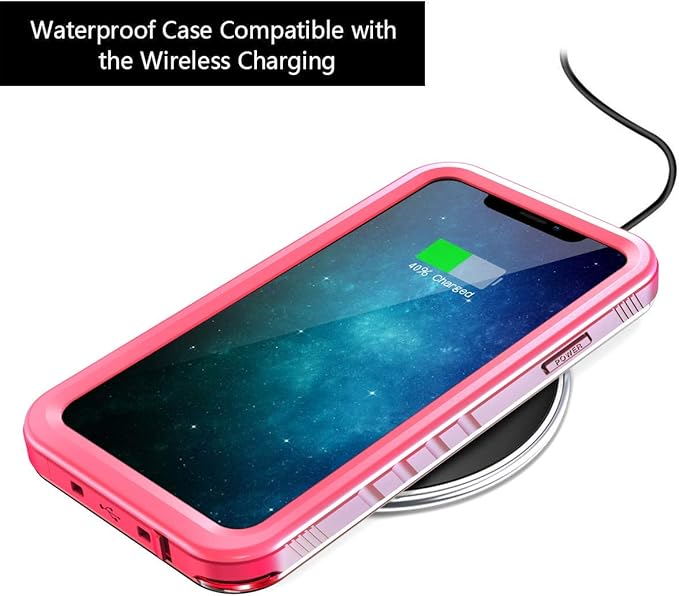Cozycase Compatible with Waterproof iPhone 11 case Built-in Screen Protector Full-Body Rugged Bumper Sealed Case Cover Shockproof Dustproof Waterproof Case for iPhone 11 6.1 inch (Pink)