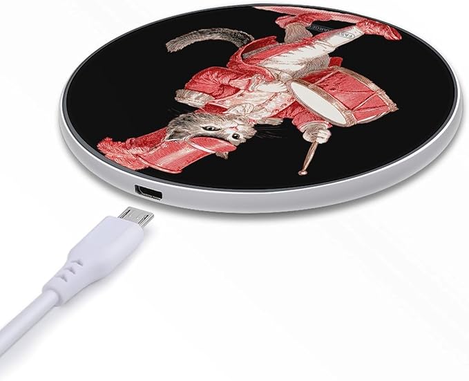 Vintage Cat Band Drum Drummer Phone Charger Magnetic Charging Pad Anti-Slip with USB Cable