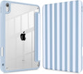 Tuiklol Case for iPad 11 inch (A16 Chip) 2025 Gen 11th / iPad 10.9 inch 2022 10th Gen Buit in Pencil Holder with Shockproof Cover Clear Transparent Back Shell Auto Wake/SleepBlue Striped