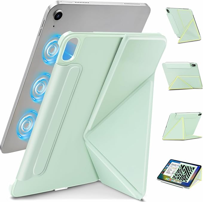 for iPad Air 11 Inch Case M4/M3/M2(2026&amp2025&amp2024)Slim Powerful Magnetic iPad Air 5/4th Case 10.9 Inch4 Standibg AnglesVertical Stand Coverwith Auto Wake/Sleep and with Pencil Holder - Gree