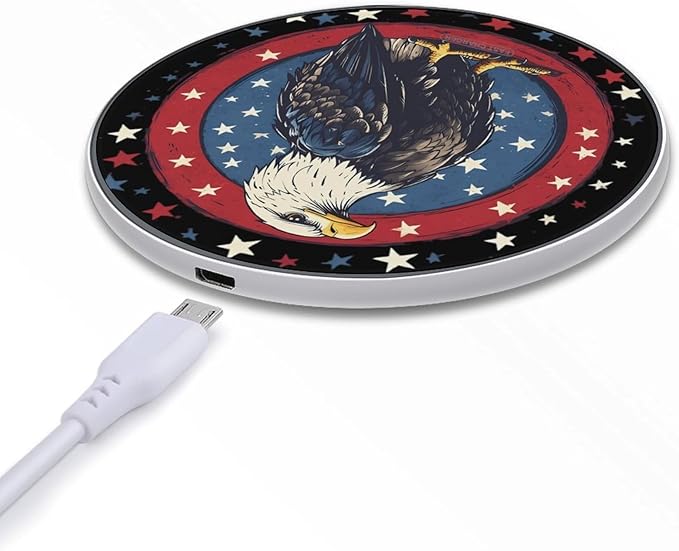 United States Bald Eagle1 4th of July Phone Charger Magnetic Charging Pad Anti-Slip with USB Cable