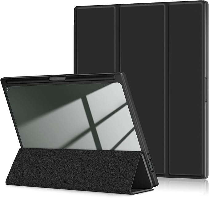 Case for BOOX Tablet Note Air 4 C/Note Air 3 C and B/W E Ink Tablet 10.3 ePaperSlim Drop Protection Tri-Fold Cover with Hard Shell Transparent Back and Pen Holder Stand Smart CoverBlack