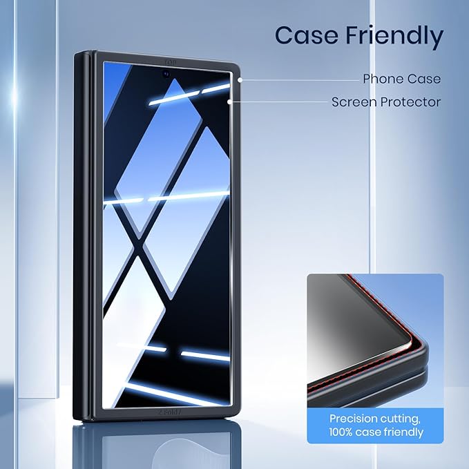 WSKEN 4 Pack Front Privacy Screen Protector for Samsung Galaxy Z Fold 7 - [24° Anti Spy] [Auto Dust Remove] [Zero Bubble] Top 9H+ Tempered Glass 12X Shatterproof Case FriendlyEasy Installation