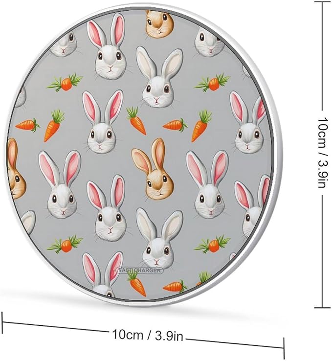 Rabbits Print Wireless Charger Anti-Slip Wireless Charging Pad Slim Charger Mat for Men Women