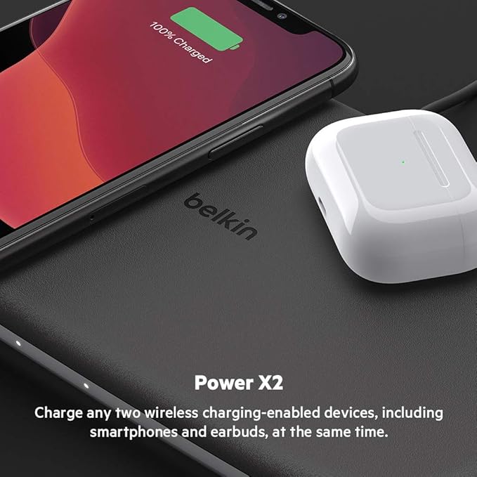 Belkin TrueFreedom Pro Wireless Charging Pad - 10W Qi-Certified Charger Pad for iPhone Samsung Apple Airpods &amp More - Charge Qi-enabled Devices From Anywhere On The Surface - Black