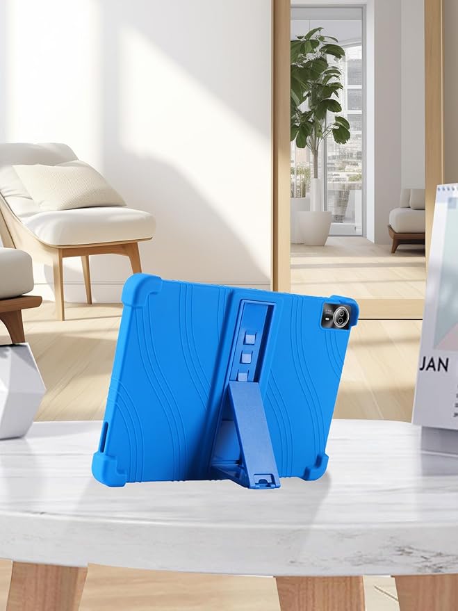 for Urao G140L 14 Inch Tablet CaseBOVUGAC Soft Silicone Adjustable Stand Shockproof Kids Friendly for Higrac G140L 14 Tablet(Blue)
