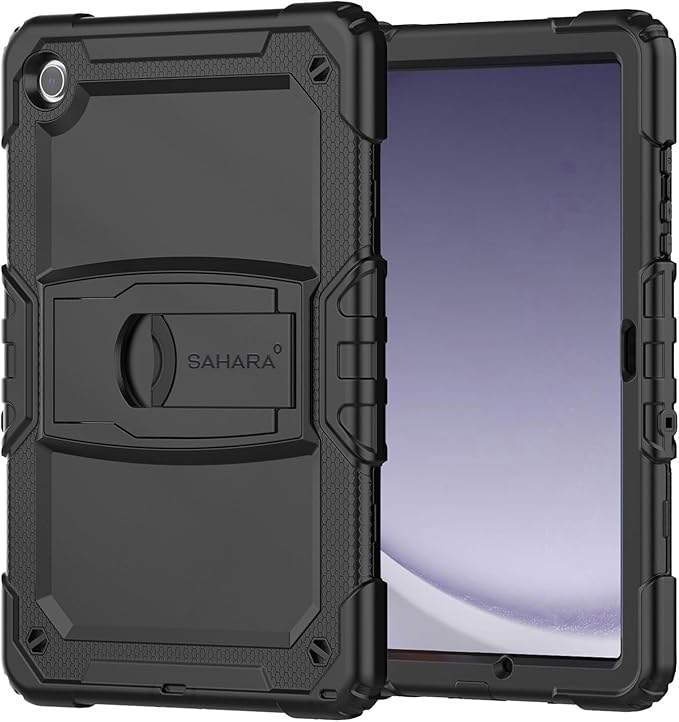 SaharaCase Defense Series Case for Galaxy Tab A11+ and Galaxy Tab A9+ - Integrated Kickstand Built-in Screen Protector Shoulder Strap - Black