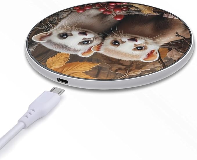 Cute Weasel Wireless Charger Anti-Slip Wireless Charging Pad Slim Charger Mat for Men Women