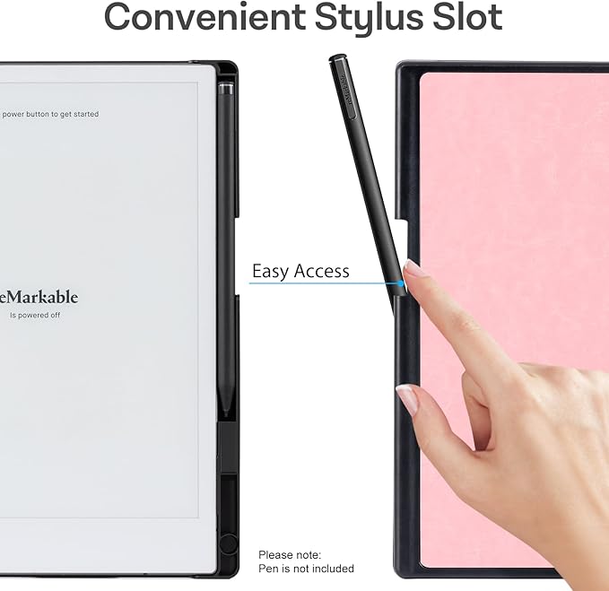CoBak Case for Remarkable 2 Paper Tablet - Lightweight and Hard Back Shell Protective Book Folio Cover with Built-in Pen Holder - for 10.3 2020 Released (Pink)