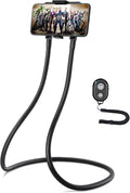 B-Land Upgrade Phone Holder for Bed Neck Phone Holder Gooseneck Cell Phone Holders Universal Mobile Phone Stand with Remote for Taking Videos &amp Group Photos (Black)
