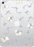 for iPad Pro 13-inch (M4) 2024Aesthetic Bowknot Rabbit Crystal Clear CaseSlim Lightweight Anti-Scratch Soft TPU Bumper Hard Acrylic Back Cover for Women