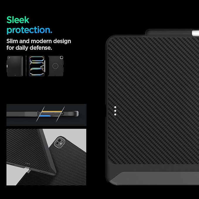 Spigen for iPad Pro 13 inch Case M5/M4 (2025-2024) with Pencil Holder Enzo Aramid Aerocore Aramid Fiber Magic Keyboard Compatible Black
