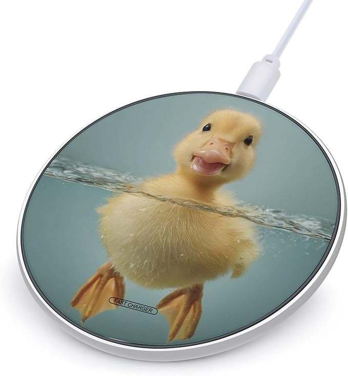 Duck Swimming on Water Surface Fast Portable Charger 10W Funny Graphic Phone Charging Pad with USB Cable