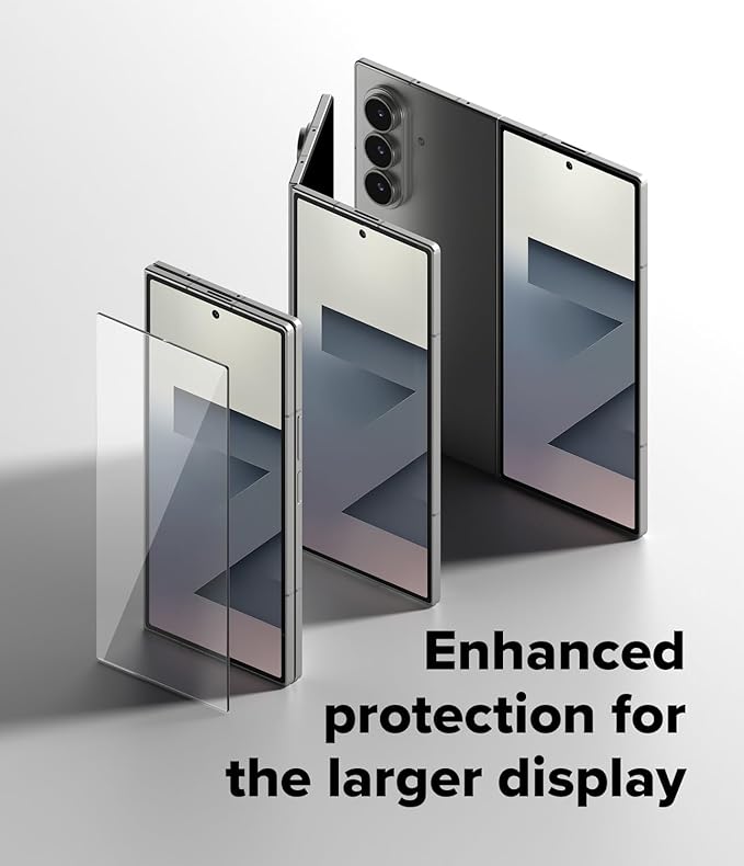 Ringke Cover Display Easy Slide [Super Easy to Install] Compatible with Samsung Galaxy Z Fold 7 Screen Protector for the Outer Display Case Friendly Shatterproof Front Tempered Glass - 2 Pack