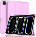 ZryXal New iPad Pro 13 Inch Case (M5) 2025 / (M4) 2024 with Pencil Holder Smart iPad Case [Support Pencil Pro and Pencil (USB-C)] Support Touch ID and Auto Wake/Sleep (Pastel Violet)