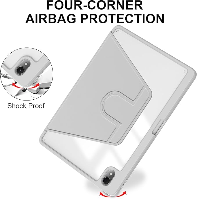 Rotating Case for Huawei MatePad SE 11 inch 2024 with Pencil Holder360 Degree Rotation Protective Stand Smart Tablet Slim Hard Shell Folio Cover Clear Back Auto Wake/Sleep (Grey)