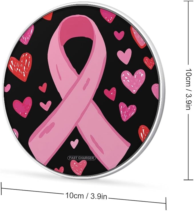 Breast Cancer Awareness Fast Portable Charger 10W Funny Graphic Phone Charging Pad with USB Cable