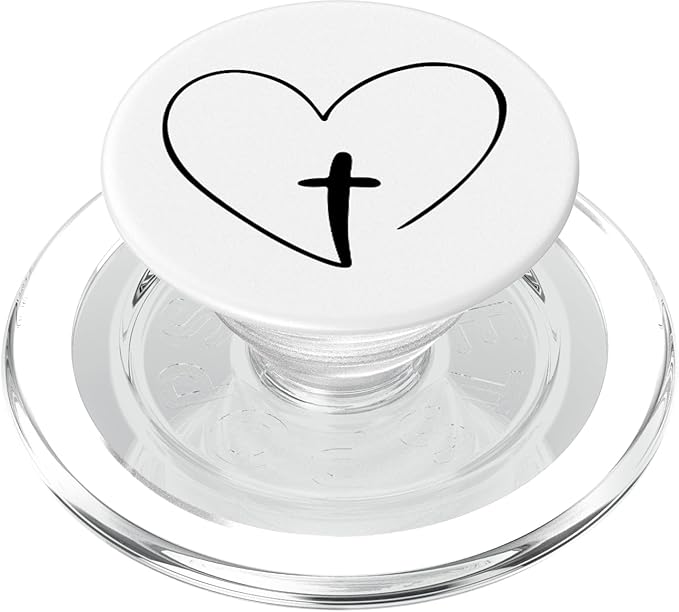 Christian Inspirational Pop Socket - Jesus Cross and Heart PopSockets PopGrip for MagSafe