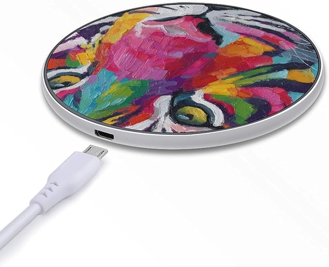 Tiger Art Fast Portable Charger 10W Funny Graphic Phone Charging Pad with USB Cable