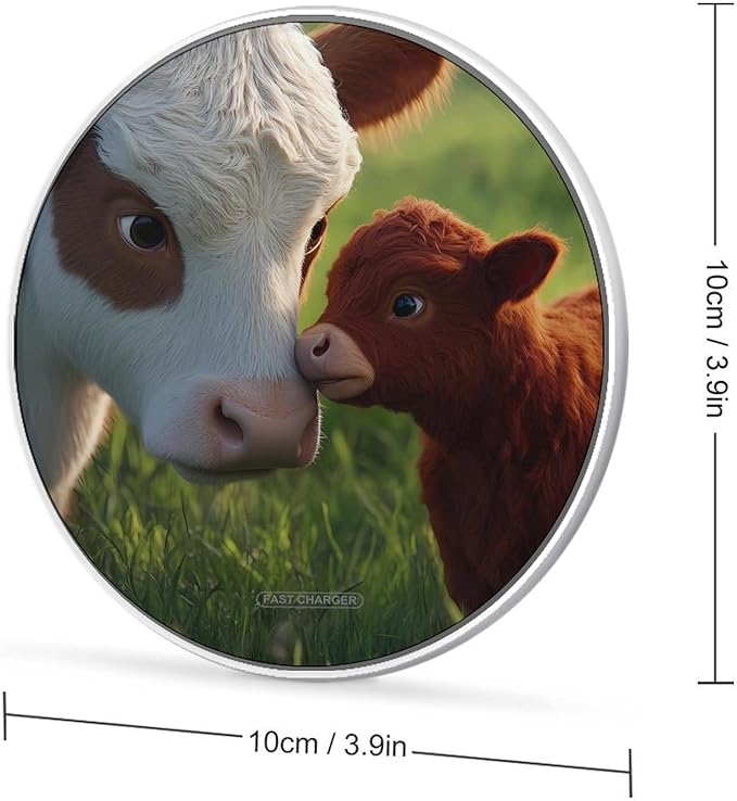 Cows Calfs on The Grass Phone Charger Magnetic Charging Pad Anti-Slip with USB Cable