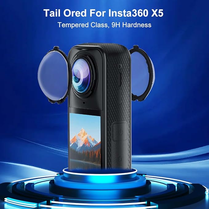 Lens Guard Protective Cover for Insta360 X5 Upgraded Optical Performance Scratch-resistant Higher Transparency Tempered Glass Lens Protectors 9H Hardness for Insta360 X5(Optical Glass)
