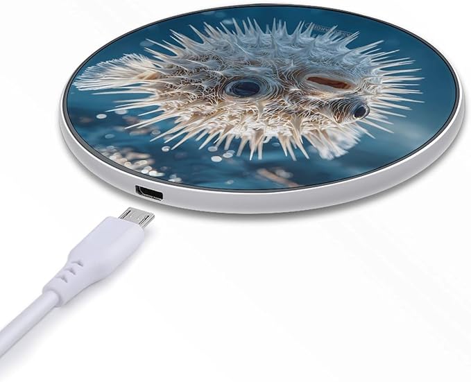 Underwater Pufferfish Fast Portable Charger 10W Funny Graphic Phone Charging Pad with USB Cable