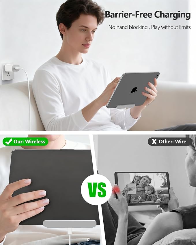 Magnetic Wireless Charger for iPad 10th Generation iPad (A16) Only 18W Fast Charging Smart Connector Alloy Wireless Charging Pad with USB-C Cord Cable