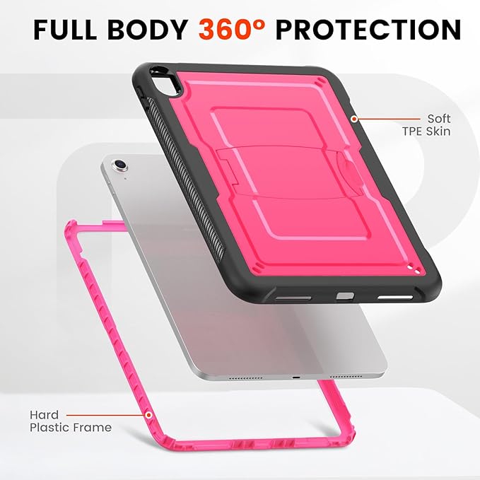 Case for iPad (A16) 11th Generation 11 inch 2025 for iPad 10th Generation 10.9 inch 2022 Full Body Protective Slim Case with Kickstand Pink