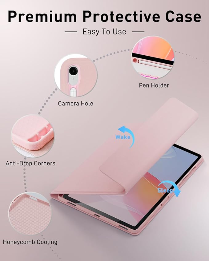 Case Keyboard for Samsung Galaxy Tab S10 Ultra / S9 Ultra / S8 Ultra 14.6 inch Cover - 7 Color Rainbow Change Backlit Detachable Magnetic Keyboard with S Pen Holder with Mouse - Pink