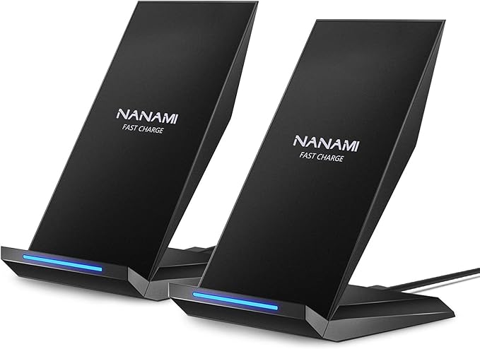 Fast Wireless Charger [2 Pack] NANAMI Wireless Charging Stand Compatible with iPhone 17/17 Air/17 Pro/17 Pro Max/16/15/14/13 Desktop Nightstand Phone Charger Dock for Galaxy S26/S26+/S25/S24/S23/S22