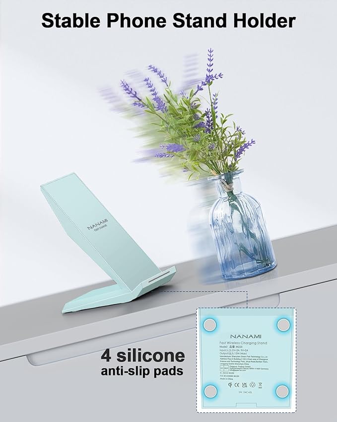 NANAMI Fast Wireless Charger Charging Stand[with 20W PD Charger] Compatible with iPhone 17/16/15/14/13/12/12 Desktop Charger Stand for Samsung Galaxy S26/S26+/S25/S25+/S25 Ultra/S24/S23/S22/S21/S20